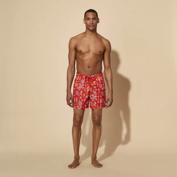 Uomo Men Swim Shorts Mosaïque Papavero / Rosso Vilebrequin Icone Moorea Acquisto