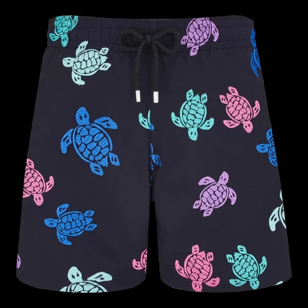 Nero / Nero Men Swim Shorts Embroidered Tortue Multicolore - Limited Edition Affidabilità Ricamo Vilebrequin Uomo
