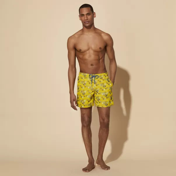 Popolarità Sunflower / Giallo Vilebrequin Uomo Ricamo Men Swim Shorts Embroidered Flowers And Shells - Limited Edition