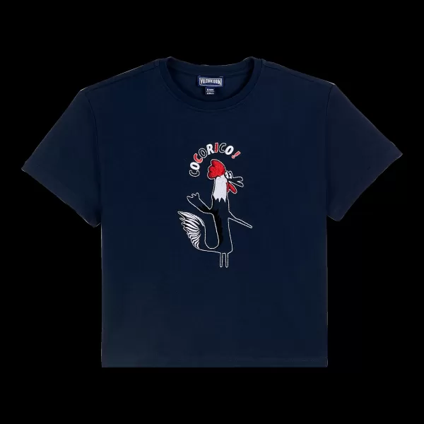 Blu Marine / Blu Padre & Figlio Nuovo Prodotto T-Shirt Bambino In Cotone Biologico Cocorico! Vilebrequin Uomo