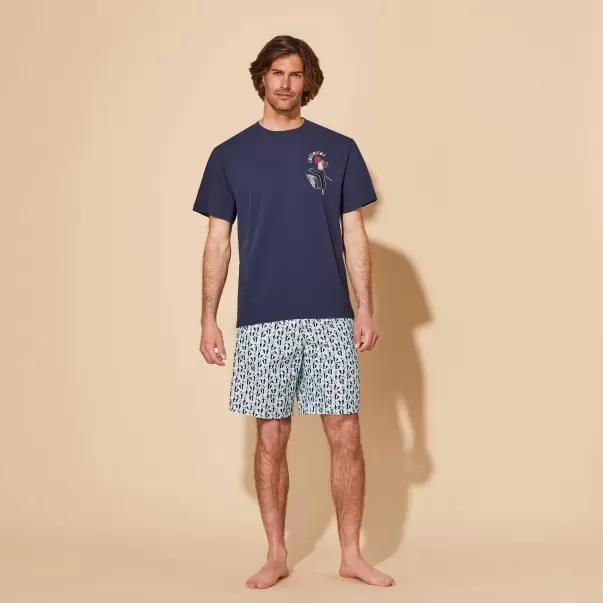 Padre & Figlio T-Shirt Uomo Oversize In Cotone Biologico Cocorico! Vilebrequin Sconto Blu Marine / Blu Uomo