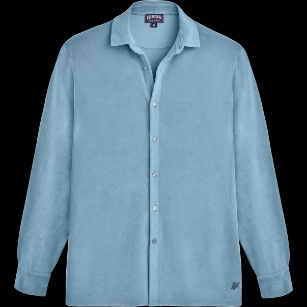 Vendita Source / Blu Camicie Uomo Men Terry Lightweight Shirt Solid Vilebrequin