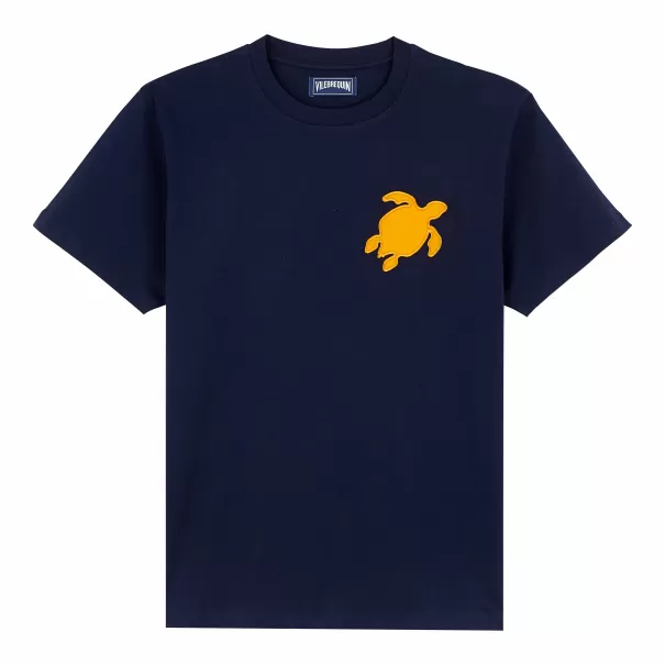 Blu Marine / Blu Uomo Vilebrequin T-Shirts Concorrenza T-Shirt Uomo In Cotone Turtle Patch