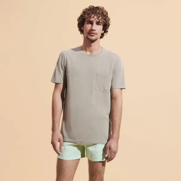 Design Uomo T-Shirt Uomo In Cotone Biologico Tinta Unita Eucalyptus / Verde Vilebrequin T-Shirts