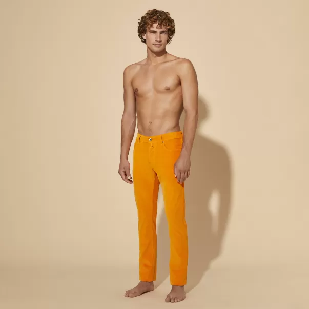 Pantaloni Nuovo Prodotto Uomo Carota / Arancione Pantaloni Uomo A 5 Tasche In Velluto A Coste 1500 Righe Vilebrequin