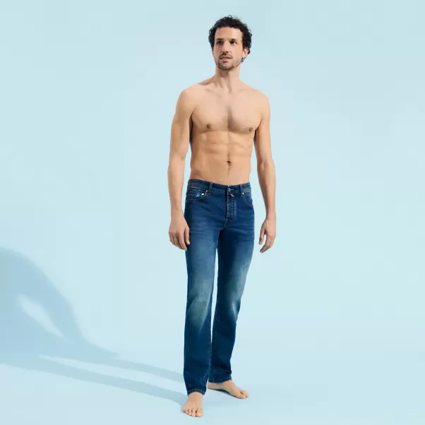 Med Denim W2 / Blu Pantaloni Vilebrequin Uomo Offerta Jeans Uomo A 5 Tasche In Cotone Sud