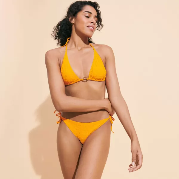 Vilebrequin Bikini Sconto Donna Carota / Arancione Slip Bikini Mini Donna Con Laccetti Plumetis