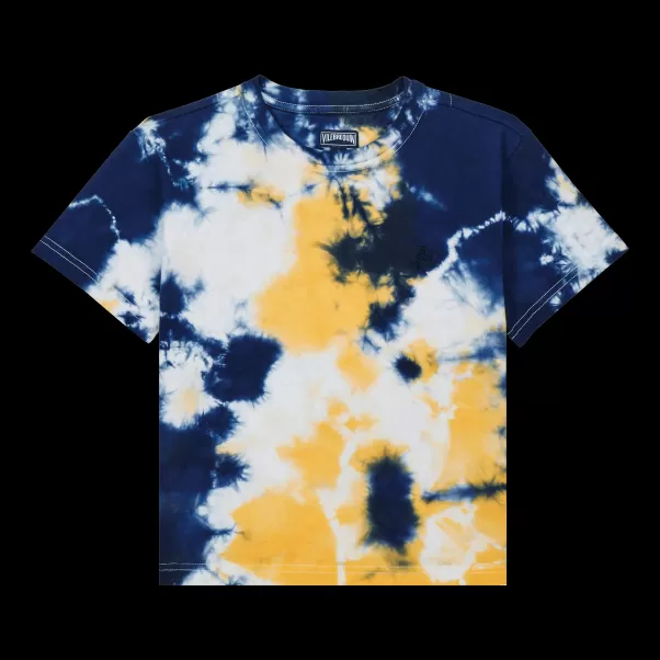 Acquistare T-Shirt Bambino In Cotone Biologico Tie &Amp; Dye Blu Marine / Blu T-Shirts Vilebrequin Bambino