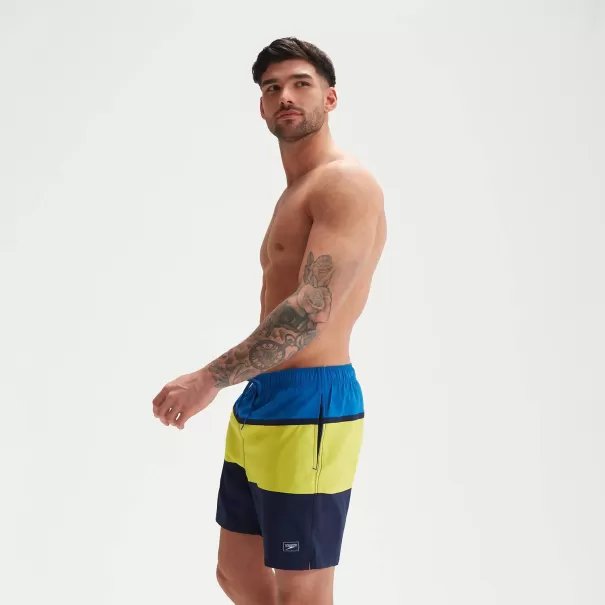 Uomo Speedo Boxer Pantaloncini Da Mare Uomo Volley 43 Cm Blu/Giallo