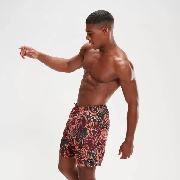Uomo Speedo Pantaloncini Da Bagno Uomo Leisure Stampa Digitale 45 Cm Borgogna/Corallo Boxer