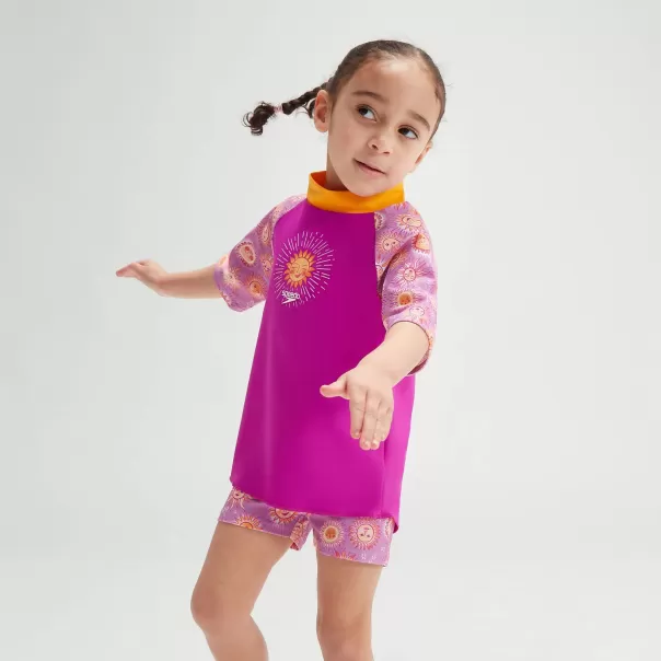 Costumi Per Bambina Set Maglia Protettiva Neonata A Maniche Corte Digital Porpora/Giallo Speedo Bambini
