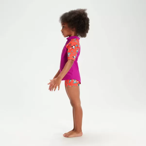 Set Bambina Maglia Protettiva Maniche Corte E Pantaloncini Viola Bambini Costumi Per Bambina Speedo